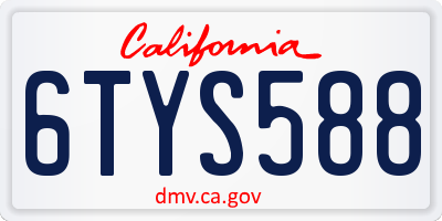 CA license plate 6TYS588