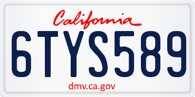 CA license plate 6TYS589