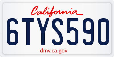 CA license plate 6TYS590