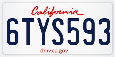 CA license plate 6TYS593