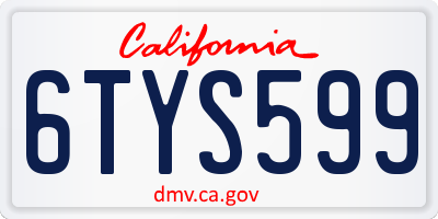 CA license plate 6TYS599