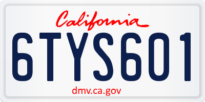 CA license plate 6TYS601
