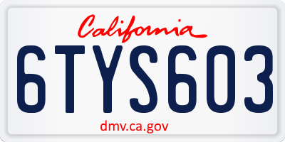 CA license plate 6TYS603