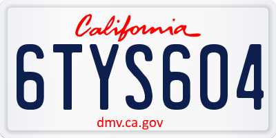 CA license plate 6TYS604
