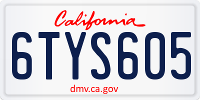 CA license plate 6TYS605