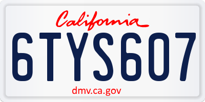 CA license plate 6TYS607