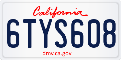 CA license plate 6TYS608