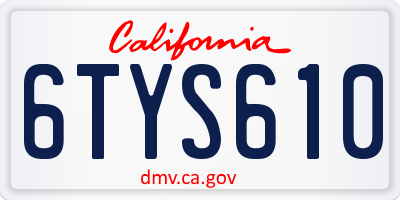CA license plate 6TYS610
