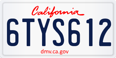 CA license plate 6TYS612