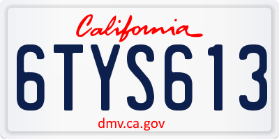 CA license plate 6TYS613