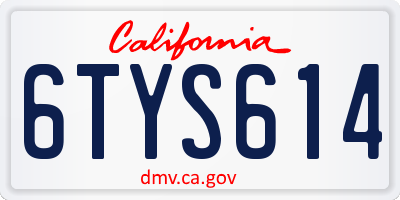 CA license plate 6TYS614