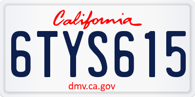 CA license plate 6TYS615