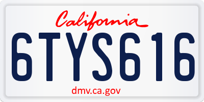 CA license plate 6TYS616