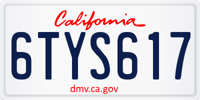 CA license plate 6TYS617