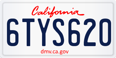 CA license plate 6TYS620