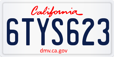 CA license plate 6TYS623