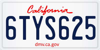 CA license plate 6TYS625