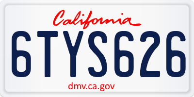 CA license plate 6TYS626