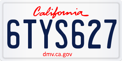 CA license plate 6TYS627