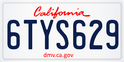 CA license plate 6TYS629