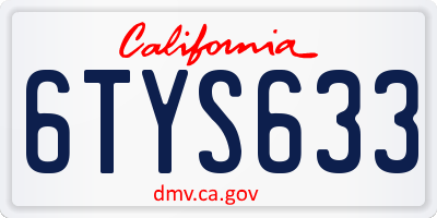 CA license plate 6TYS633