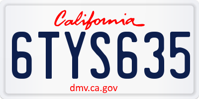 CA license plate 6TYS635