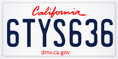 CA license plate 6TYS636