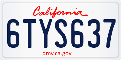 CA license plate 6TYS637