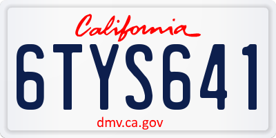 CA license plate 6TYS641