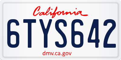 CA license plate 6TYS642
