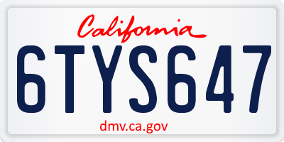 CA license plate 6TYS647