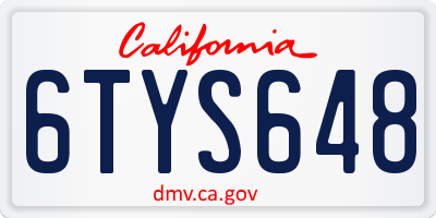 CA license plate 6TYS648