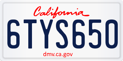 CA license plate 6TYS650