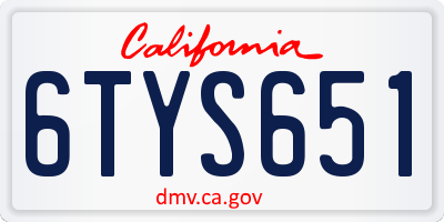 CA license plate 6TYS651