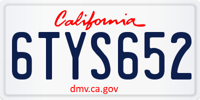 CA license plate 6TYS652