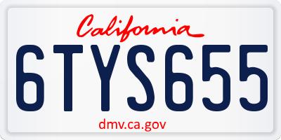 CA license plate 6TYS655