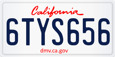 CA license plate 6TYS656