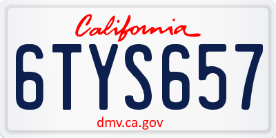 CA license plate 6TYS657