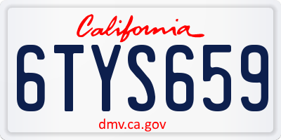 CA license plate 6TYS659