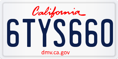 CA license plate 6TYS660