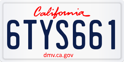 CA license plate 6TYS661