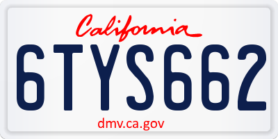 CA license plate 6TYS662