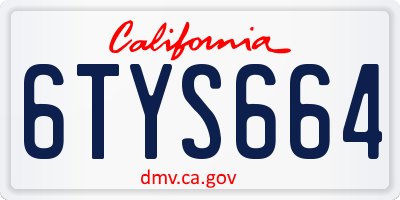 CA license plate 6TYS664