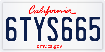 CA license plate 6TYS665