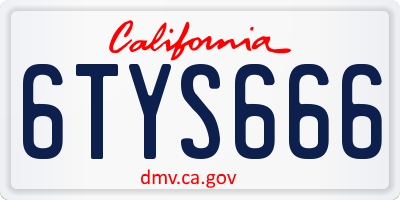 CA license plate 6TYS666