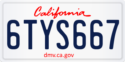 CA license plate 6TYS667