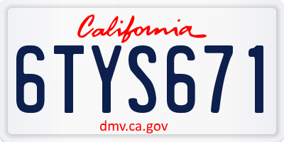 CA license plate 6TYS671
