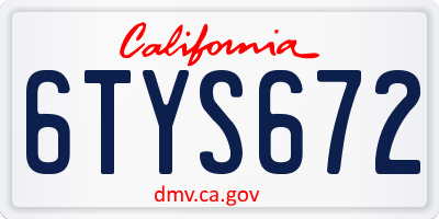 CA license plate 6TYS672