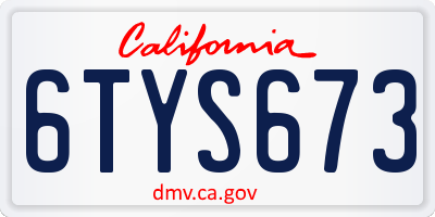CA license plate 6TYS673