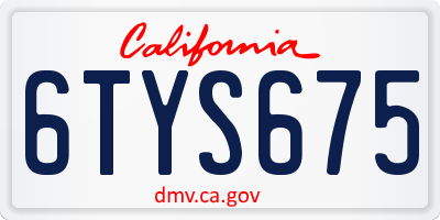 CA license plate 6TYS675
